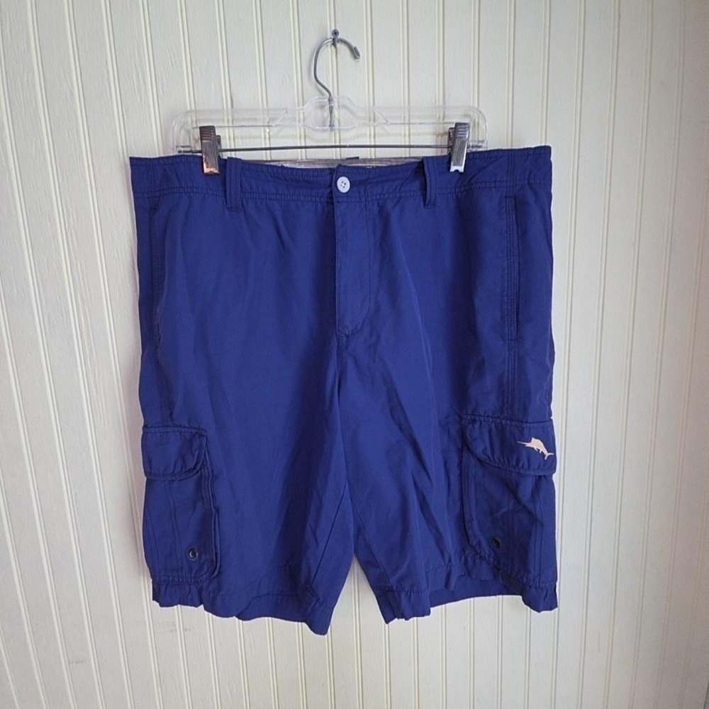 Tommy Bahama Swim Trunks Mens‎ 38 Blue Cargo Board Shorts Lined Tropical Beach